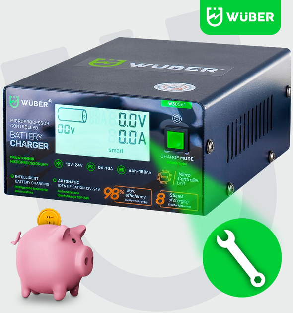Зарядное устройство для аккумуляторов 12В и 24В 10А Wuber (Польша) - изображение 4