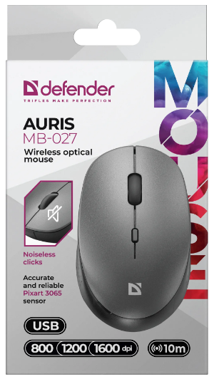 Миша Defender Auris MB-027, Grey (52029) (6893352) - изображение 7