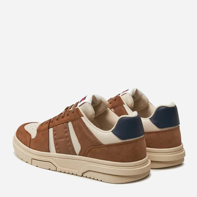 Sneakersy męskie skórzane Tommy Hilfiger EM0EM01457-GWE 41 Brązowe (8720637382158) - obraz 4