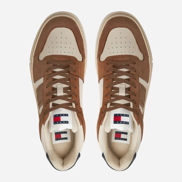 Sneakersy męskie skórzane Tommy Hilfiger EM0EM01457-GWE 43 Brązowe (8720637382479) - obraz 5