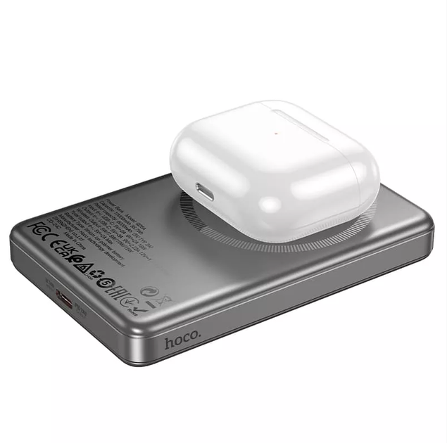 Повербанк Hoco Q26 5000mAh PD 20W магнитный с функцией беспроводной зарядки metal gray - изображение 2