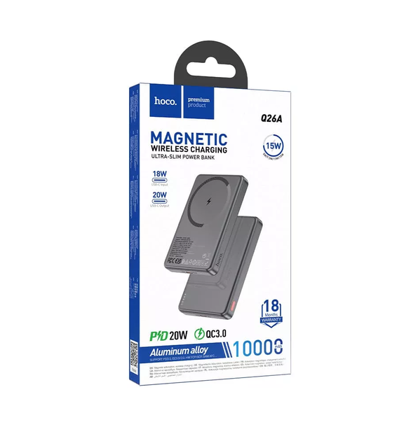 Повербанк Hoco Q26 5000mAh PD 20W магнитный с функцией беспроводной зарядки metal gray - изображение 4