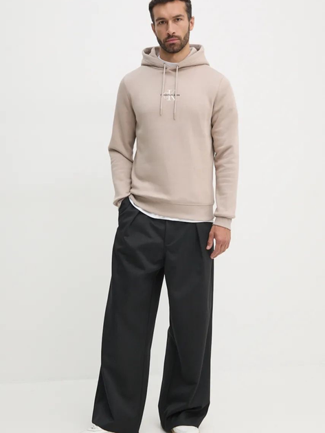 Bluza męska z kapturem Calvin Klein J30J325629-PCF M Beżowa (8720639462223) - obraz 3