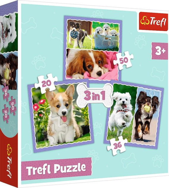 Puzzle Trefl Urocze pieski 3 w 1 106 elementów (5900511348545) - obraz 1