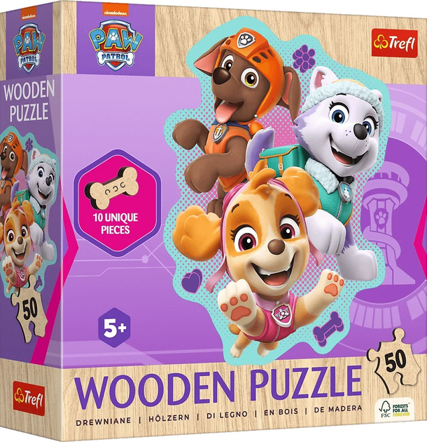 Puzzle drewniane Trefl Psi Patrol Wesoła gromadka piesków 50 elementów (5900511202588) - obraz 1