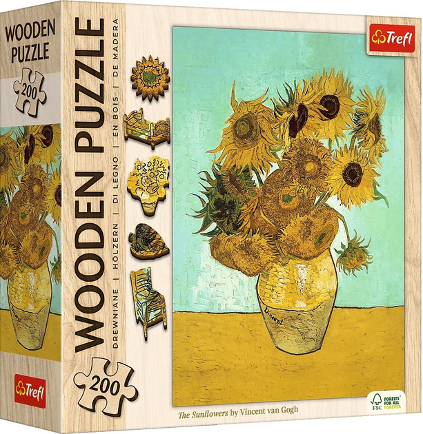 Puzzle drewniane Trefl Słoneczniki Vincent van Gogh 200 elementów (5900511202496) - obraz 1