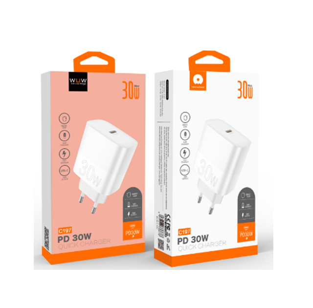 Мережевий зарядний пристрій WUW C197 30 Вт USB-C PD/QC білий - изображение 2