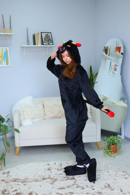 Женская кигуруми взрослая и подростковая Kigurumi Дьявол Чертенок Демон Черный L 165-175 см (1125) - изображение 4