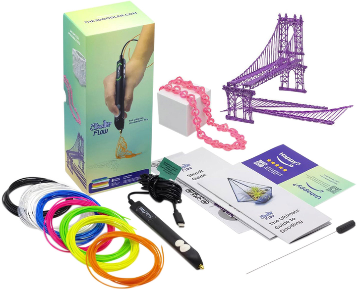 3D-ручка 3Doodler Flow для проф. використання 8 стрижнів + Аксесуари Синя (FLOW-INTL) - зображення 1