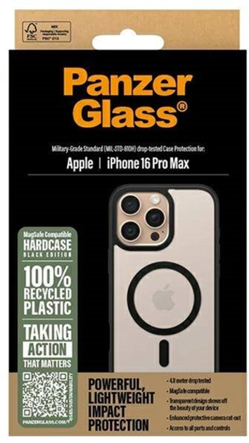 Etui PanzerGlass HardCase z MagSafe do Apple iPhone 16 Pro Max Transparent/Black (5715685003257) - obraz 3