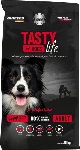 Сухий корм для собак Biofeed Tasty Dogs Life з яловичиною 15 кг (5906744516362) - зображення 1