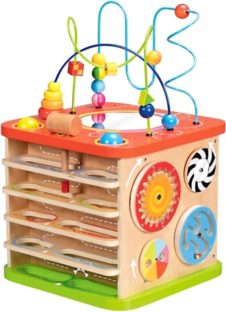 Дерев'яний розвиваючий куб Goki Activity Cube з моторною петлею Active Toddler x x L (4013594599641) - зображення 2