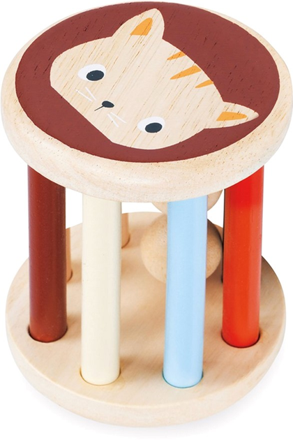 Брязкальце Mentari Rolling Kitten з кошеням дерев'яне (0191856071112) - зображення 3