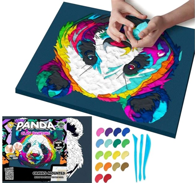 Zestaw do rzeźbienia Splat Planet Clay painting on canvas 30 x 40 cm Panda (5060639146925) - obraz 2