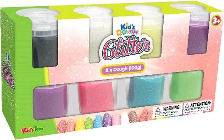 Набір для ліплення Kids Toys Glitter Dough 8 упаковок (5713428013716) - зображення 1