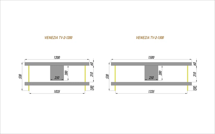 Тумба под аппаратуру Adlux Venezia TV-2-1500 Transparent Glass / Дуб - изображение 6