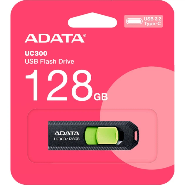 Флешка USB Type-C 128Gb ADATA UC300 Black/Green (ACHO-UC300-128G-RBK/GN) - изображение 4