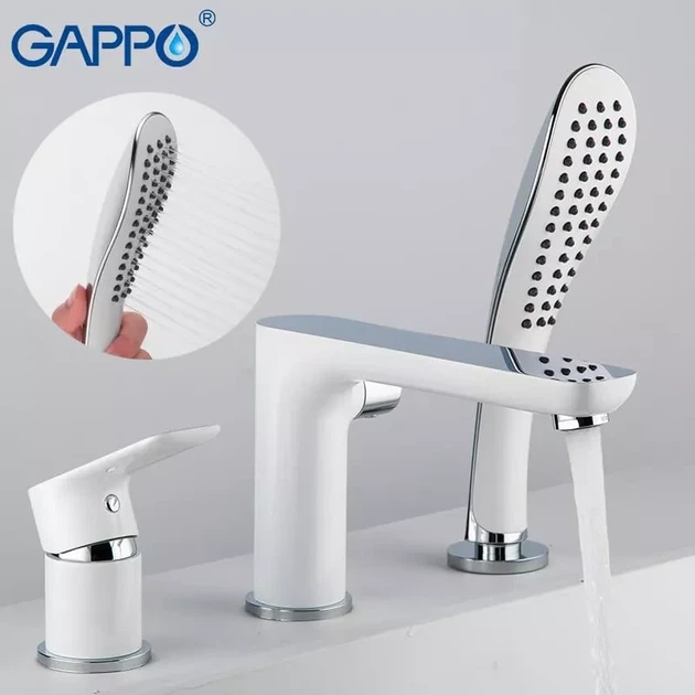 Змішувач для ванни на борт GAPPO G1148, білий/хром - изображение 4