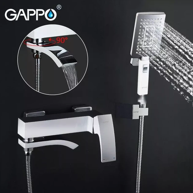 Змішувач для ванни GAPPO G3207-8, білий/хром - изображение 3