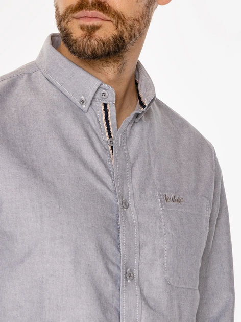 Koszula męska bawełniana Lee Cooper Lars Oxford M Szara (5905991709312) - obraz 4