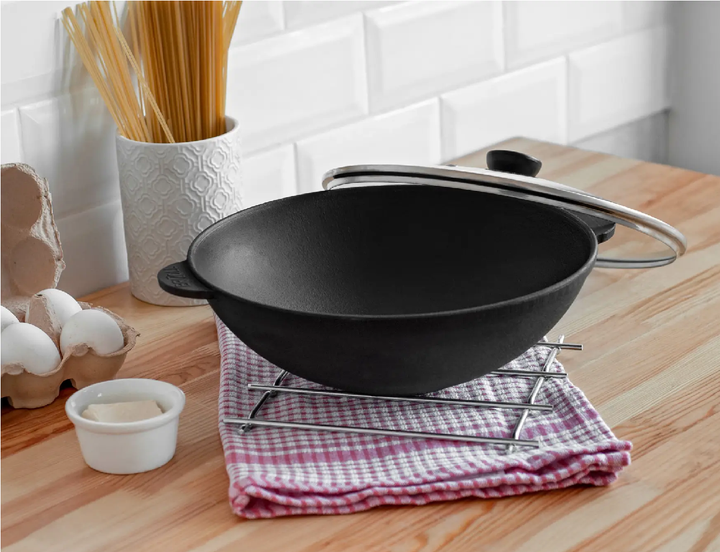 Чавунна сковорода Brizoll WOK з кришкою, 3.7 л (W28-6) - изображение 4