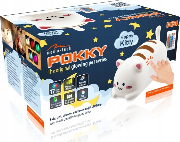 Lampka nocna LED Media-Tech POKKY Happy Kitty MT226 (5906453102269) - obraz 6