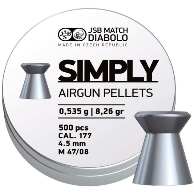 Пульки JSB Diabolo Simply 4,5 мм, 0.535 г, 500 шт/уп (001246-500)[24624] - изображение 1