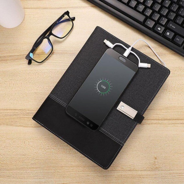 Смарт-блокнот с беспроводной зарядкой Powerbank 8000 мАч и флешкой 16 ...