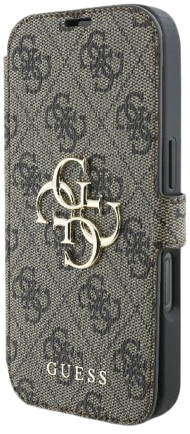 Etui z klapką Guess Book 4G Metal Logo do Apple iPhone 16 Pro Brown (GUBKP16L4GMGBR) - obraz 2