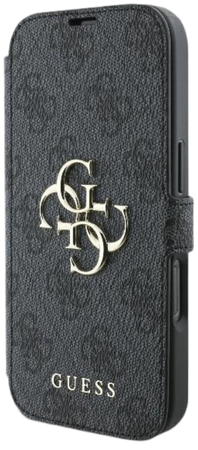 Etui z klapką Guess Book 4G Metal Logo do Apple iPhone 16 Pro Black (GUBKP16L4GMGGR) - obraz 2