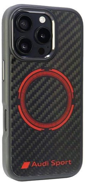 Панель Audi Carbon Fiber Sport з MagSafe для Apple iPhone 16 Pro Black/Red (6955250227810) - зображення 2