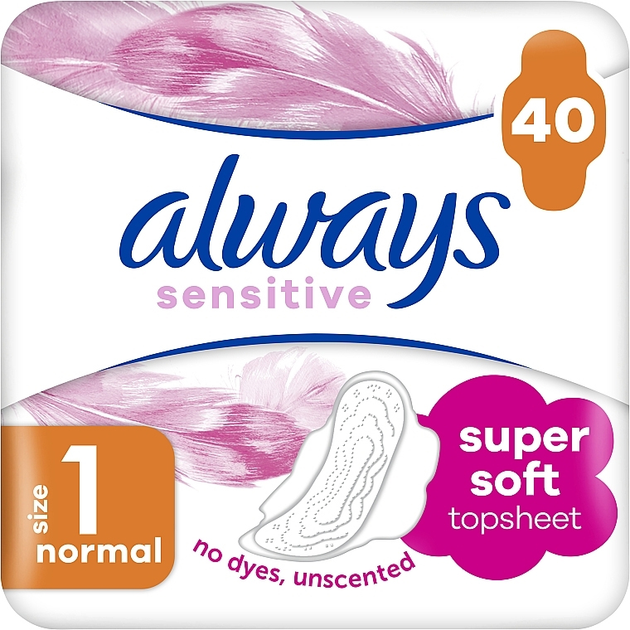 Прокладки Always Sensitive Normal Розмір 1 40 шт (4015400343073) - зображення 1