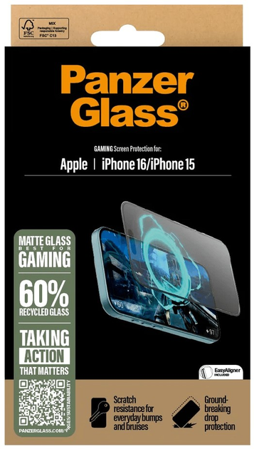 Захисне скло PanzerGlass Gaming Screen Protector для Apple iPhone 15/16 Ultra-Wide Fit (5715685002335) - зображення 4