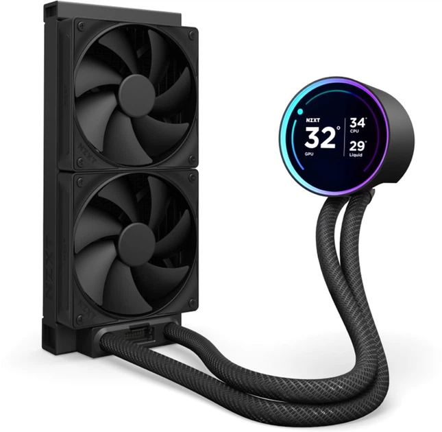 Chłodzenie cieczą NZXT Kraken Elite 240 mm AIO liquid cooler. Display. Radiator Fans Black (RL-KN24E-B2) - obraz 2