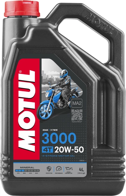Моторное масло Motul 3000 4T SAE 20W-50 4 л (107319) (837041) - изображение 2
