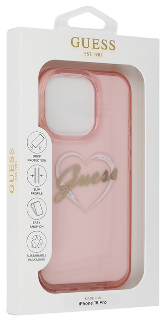 Панель Guess Hardcase IML Heart для Apple iPhone 16 Pro Pink (GUHCP16LHCHGSPP) - зображення 2