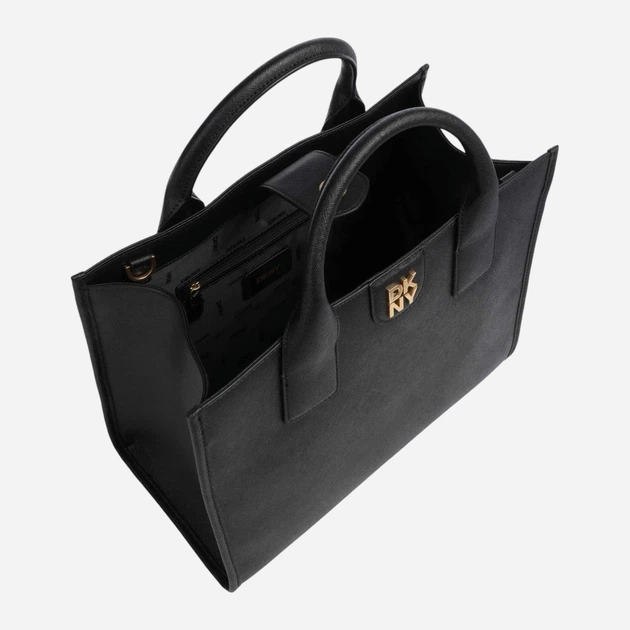 Torba shopper damska ze skóry naturalnej DKNY Carol Md Tote R43AKQ11 Czarna (755403204011) - Zdjęcie 3 Torba shopper damska ze skóry naturalnej DKNY Carol Md Tote R43AKQ11 Czarna (755403204011) - obraz 3