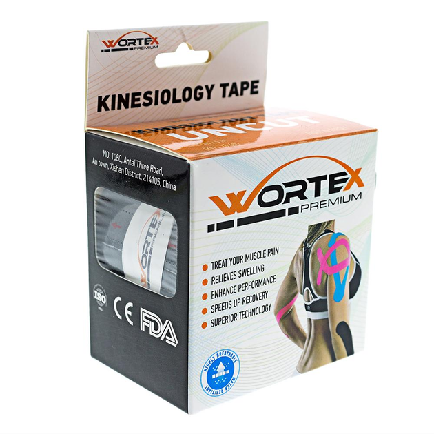 Кинезио тейп Wortex Premium UNCUT 5 м х 5 cм Черный - изображение 1