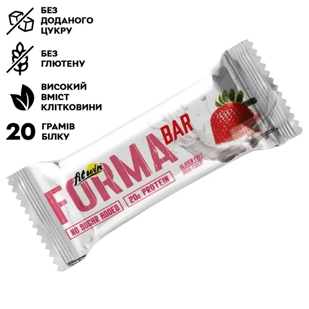 Протеиновый батончик без сахара Fit Win FORMA BAR strawberry yoghurt 60g в упаковке (VMD-1205995) - изображение 2