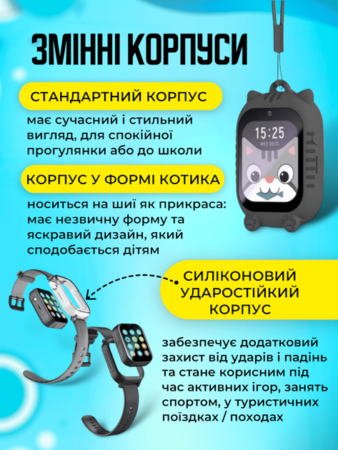 Смарт часы детские умные для детей smart watch смартвотч с gps трекером видео камерой и видеозвонком 2 сменных корпуса в комплекте розовый - изображение 3