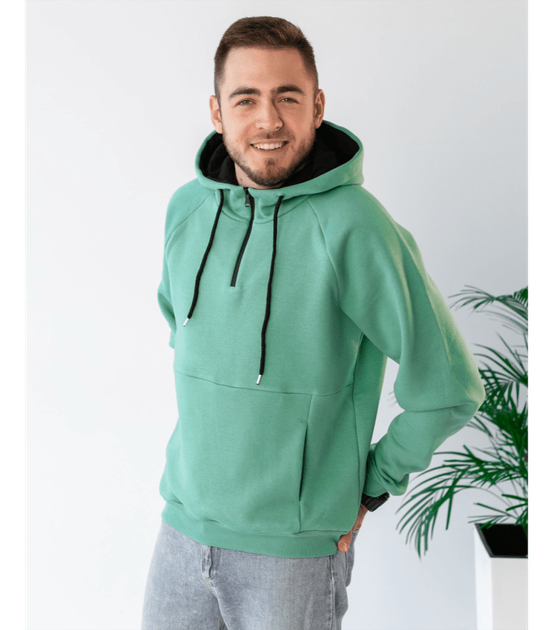 Теплое мужское худи с короткой молнией - HECTOR - 30040 - XXL - Biscay Green - Фото 1 Теплое мужское худи с короткой молнией - HECTOR - 30040 - XXL - Biscay Green - изображение 1