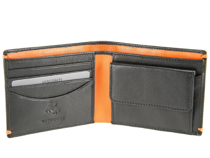 Мужской кожаный кошелек Visconti AP62 Montreux (Black Orange) - изображение 5
