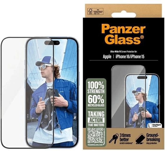 Захисне скло PanzerGlass Screen Protector для Apple iPhone 15/16 Ultra-Wide Fit (5715685002373) - зображення 3