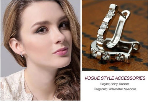 Стильні сережки з міді з блискучими кристалами Bijoux-e - Фото 3 Стильні сережки з міді з блискучими кристалами Bijoux-e - изображение 3
