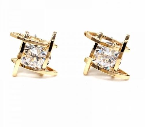 Сережки Gold Square з кристалами Bijoux-e - изображение 2