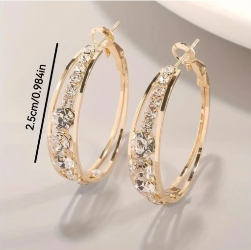 Сережки-кільця з кристалами, елегантні серйги з цирконіями Bijoux-e - изображение 4
