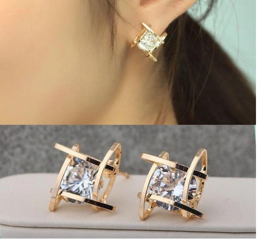 Сережки Gold Square з кристалами Bijoux-e - изображение 5