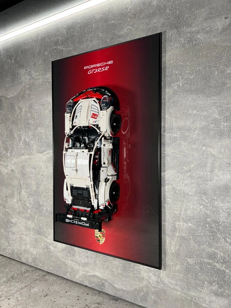 Арт Держатель Рамка на Стену 80x50 см. для Фирменного Конструктора Technic (42096) Porsche 911 RSR / Порше / Type-C - изображение 8