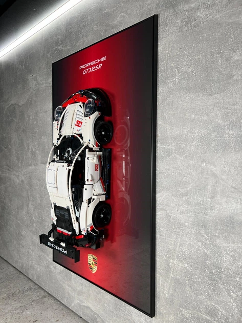 Арт Держатель Рамка на Стену 80x50 см. для Фирменного Конструктора Technic (42096) Porsche 911 RSR / Порше / Type-C - изображение 12