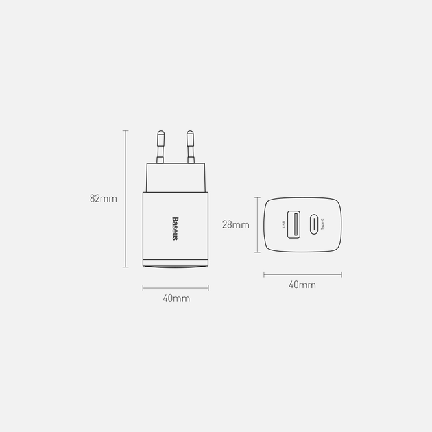 Сетевое зарядное устройство BASEUS Compact Fast Charger 20W 3A EU USB + Type-C Power Delivery + QC3.0 Black (CCXJ-B01) - Фото 12 Сетевое зарядное устройство BASEUS Compact Fast Charger 20W 3A EU USB + Type-C Power Delivery + QC3.0 Black (CCXJ-B01) - изображение 12